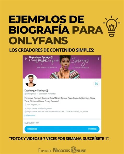 ejemplos de biografías para onlyfans|10 OnlyFans Bio Ideas for More Subscribers (With。